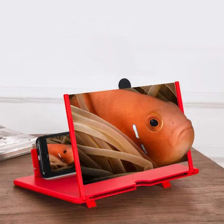 Pull-out Mobile Phone Screen Magnifier 3D Video Desktop Mobile Phone Holder 10 inch 12 inch - 10 inch / Red