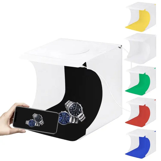 PULUZ 20cm Include 2 LED Panels Folding Portable 1100LM Light Photo Lighting Studio Shooting Tent Box Kit with 6 Colors