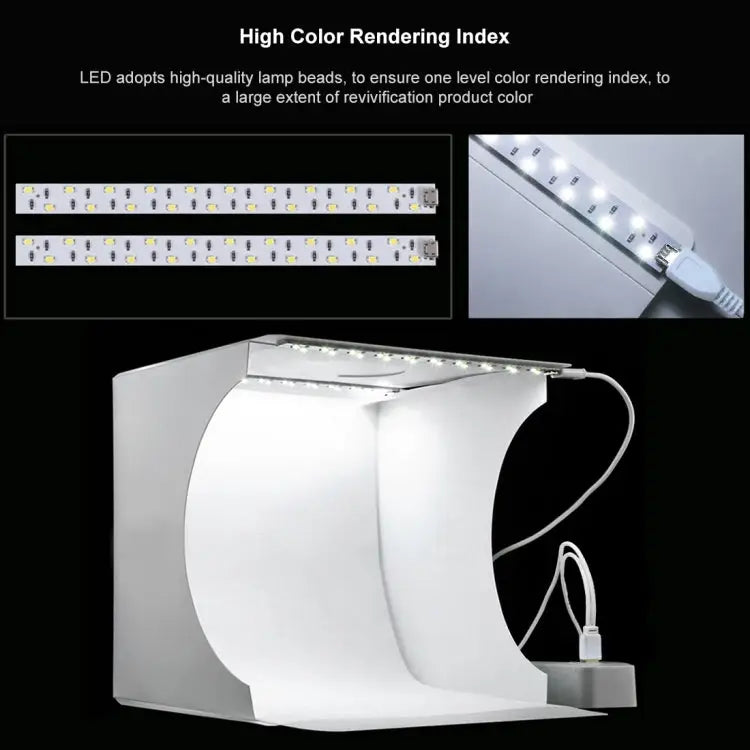 PULUZ 20cm Include 2 LED Panels Folding Portable 1100LM Light Photo Lighting Studio Shooting Tent Box Kit with 6 Colors