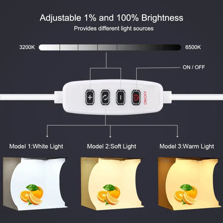 PULUZ 23cm Ring LED Panel Folding Portable Light Photo Lighting Studio Shooting Tent Box Kit with 6 Colors Backdrops