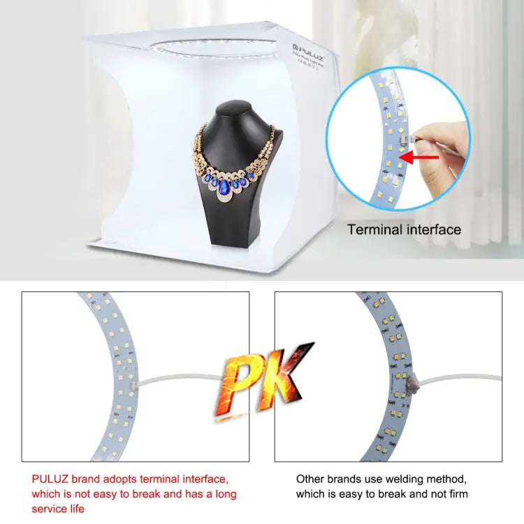 PULUZ 30cm Folding Portable Ring Light Board Photo Lighting Studio Shooting Tent Box Kit with 6 Colors Backdrops (Black