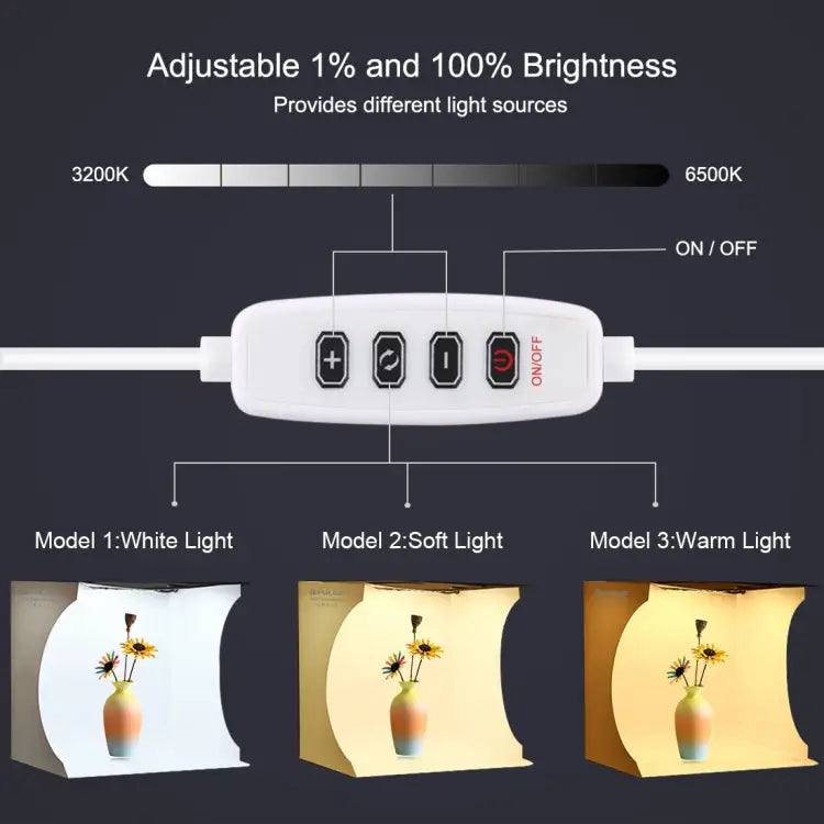 PULUZ 30cm Folding Portable Ring Light Board Photo Lighting Studio Shooting Tent Box Kit with 6 Colors Backdrops (Black