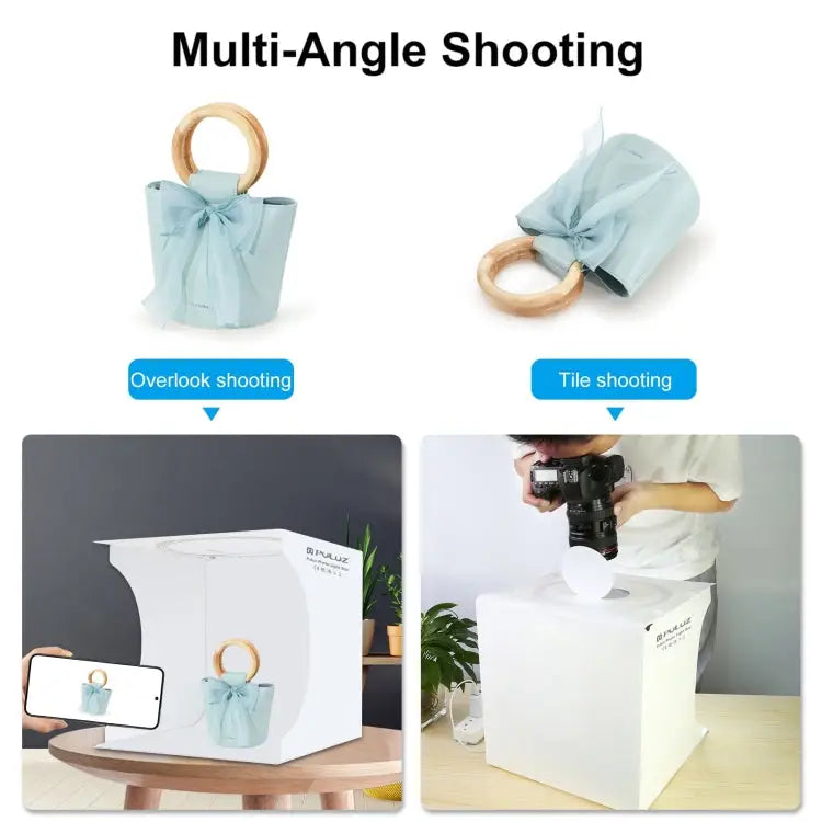 PULUZ 30cm Folding Portable Ring Light Board Photo Lighting Studio Shooting Tent Box Kit with 6 Colors Backdrops (Black