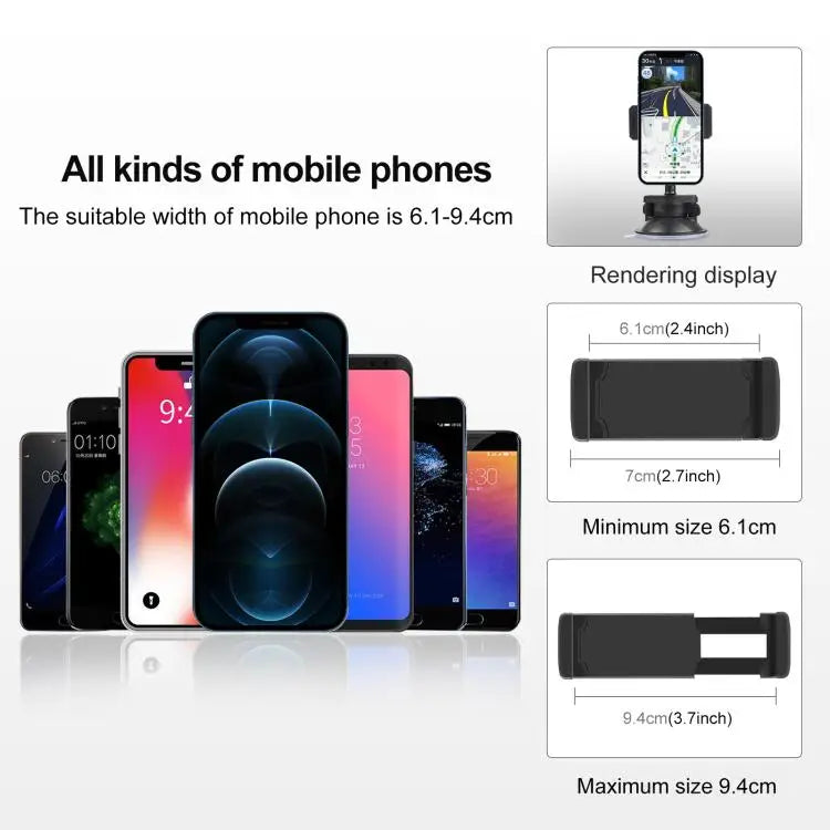 PULUZ 360 Degree Rotating Suction Cup Clamp Holder Bracket For iPhone Galaxy Huawei Xiaomi Sony HTC Google and other
