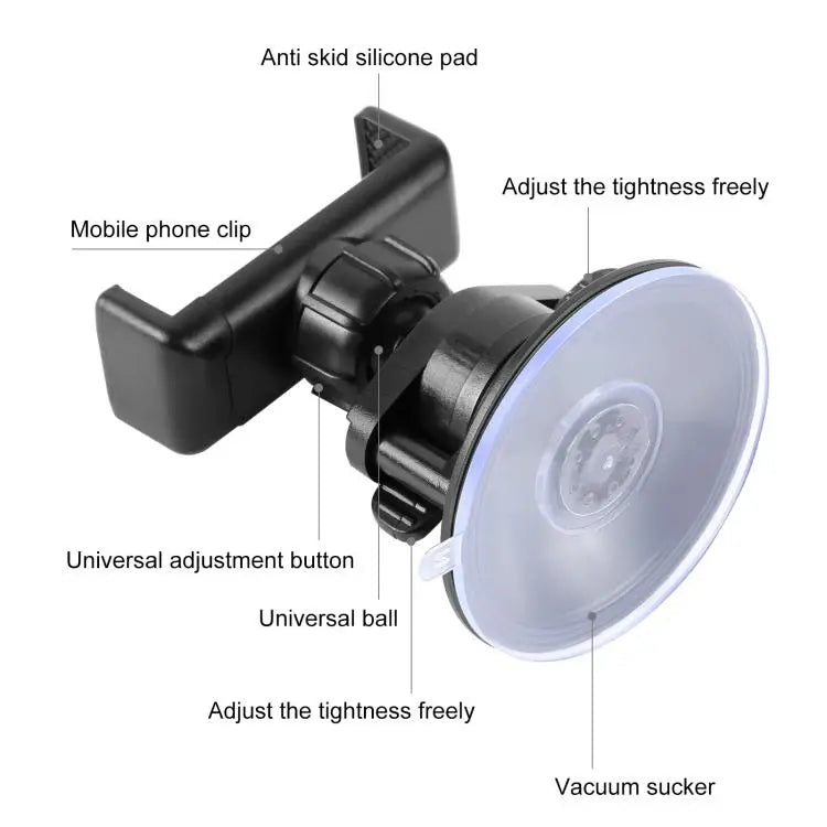 PULUZ 360 Degree Rotating Suction Cup Clamp Holder Bracket For iPhone Galaxy Huawei Xiaomi Sony HTC Google and other