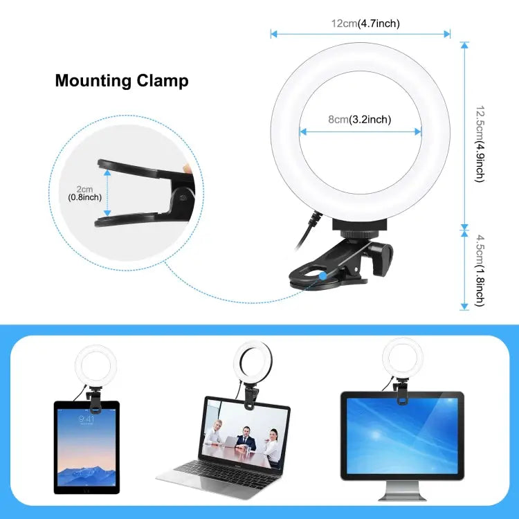 PULUZ 4.7 inch 12cm Ring Selfie Light 3 Modes USB Dimmable Dual Color Temperature LED Curved Vlogging Photography Video