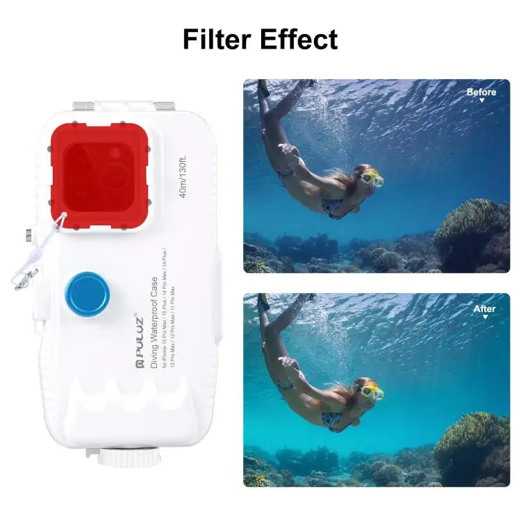 PULUZ 40m/130ft Waterproof Diving Case for 15 Pro Max / 15 Plus / iPhone 14 Plus / 14 Pro Max / 13 Pro Max / 12 Pro Max
