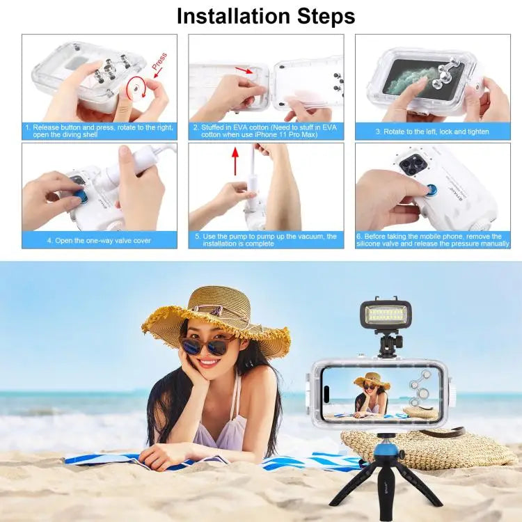 PULUZ 40m/130ft Waterproof Diving Case for 15 Pro Max / 15 Plus / iPhone 14 Plus / 14 Pro Max / 13 Pro Max / 12 Pro Max