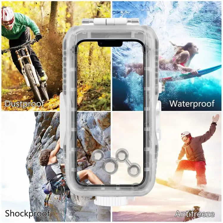 PULUZ 40m/130ft Waterproof Diving Case for iPhone 16 / 15 / 15 Pro / 14 / 14 Pro / 13 / 13 Pro / 12 / 12 Pro