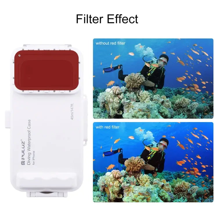 PULUZ 45m/147ft Waterproof Diving Case Photo Video Taking Underwater Housing Cover for iPhone 14 Series iPhone 13