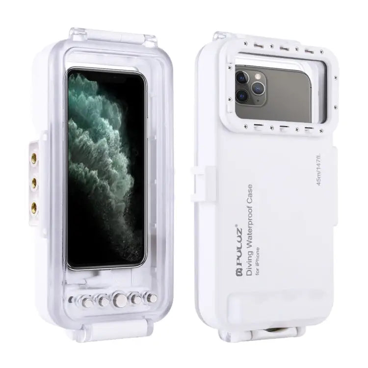 PULUZ 45m/147ft Waterproof Diving Case Photo Video Taking Underwater Housing Cover for iPhone 14 Series iPhone 13