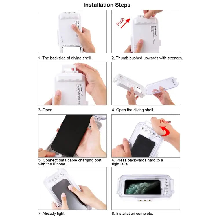 PULUZ 45m/147ft Waterproof Diving Case Photo Video Taking Underwater Housing Cover for iPhone 14 Series iPhone 13