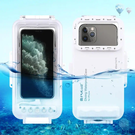 PULUZ 45m/147ft Waterproof Diving Case Photo Video Taking Underwater Housing Cover for iPhone 14 Series iPhone 13