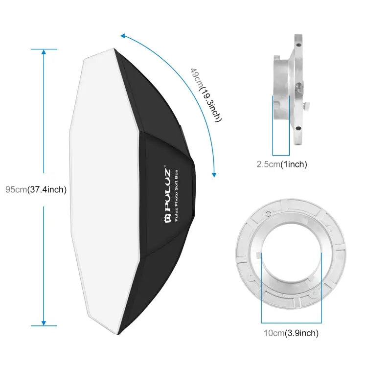 PULUZ 95cm Speedlite Flash Octagon Parabolic Softbox Bowens Mount Diffuser - 95cm Octangle