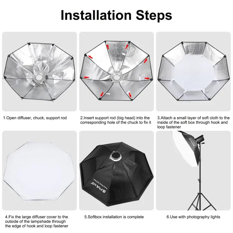 PULUZ 95cm Speedlite Flash Octagon Parabolic Softbox Bowens Mount Diffuser - 95cm Octangle