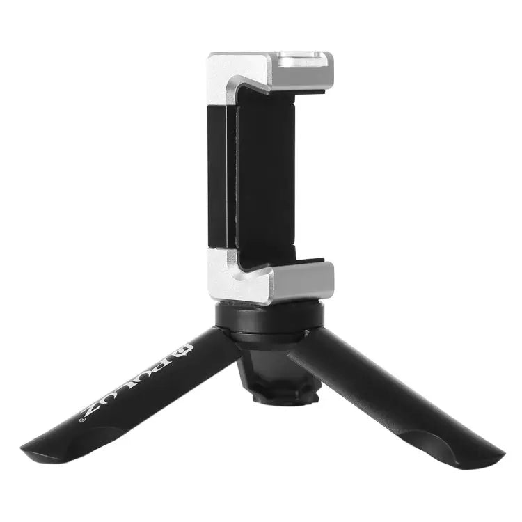 PULUZ Folding Plastic Tripod + Aluminum Alloy Clamp Bracket with Cold Shoe for iPhone Galaxy Huawei Xiaomi Sony HTC
