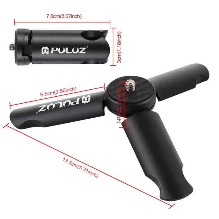 PULUZ Folding Plastic Tripod + Aluminum Alloy Clamp Bracket with Cold Shoe for iPhone Galaxy Huawei Xiaomi Sony HTC