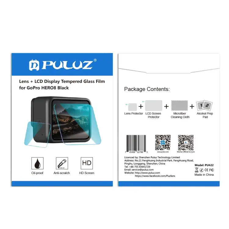 PULUZ for GoPro HERO8 Black Lens + LCD Display 9H 2.5D Tempered Glass Film For GoPro HERO8 Black - For GoPro HERO8 Black