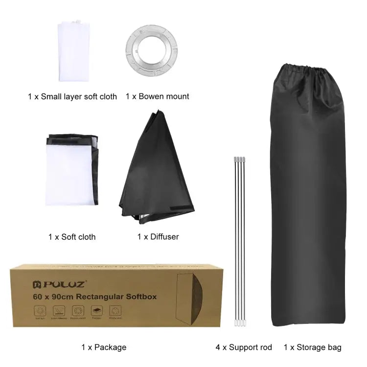 PULUZ Rectangle Speedlite Softbox Bowens Mount Diffuser - 60 x 90cm Rectangle