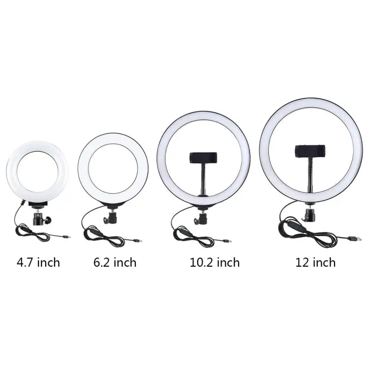 PULUZ Round Base Desktop Holder + 4.7 inch 12cm 3 Modes USB Dimmable LED Ring Vlogging Video Light Adjustable Height: