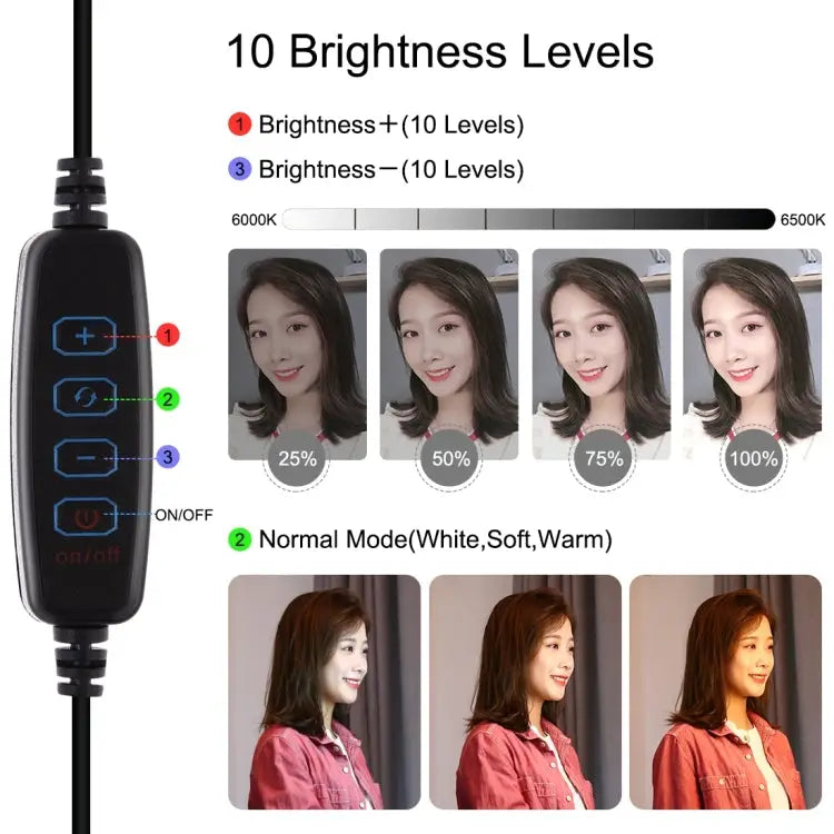 PULUZ Round Base Desktop Holder + 4.7 inch 12cm 3 Modes USB Dimmable LED Ring Vlogging Video Light Adjustable Height:
