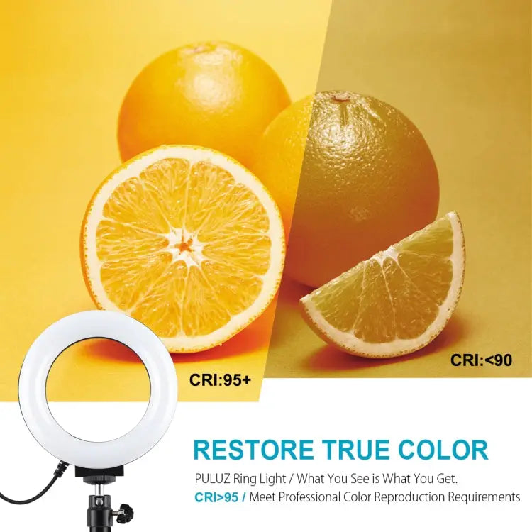 PULUZ Round Base Desktop Holder + 4.7 inch 12cm 3 Modes USB Dimmable LED Ring Vlogging Video Light Adjustable Height: