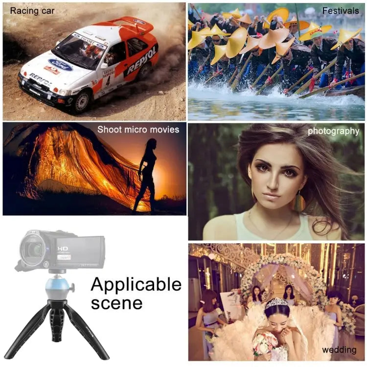 PULUZ Simple Mini ABS Desktop Tripod Mount with 1/4 inch Screw for DSLR & Digital Cameras Working Height: 9cm - ABS