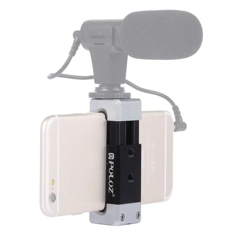 PULUZ Universal Phone Aluminum Alloy Clamp Holder Bracket with Cold Shoe For iPhone Galaxy Huawei Xiaomi Sony HTC