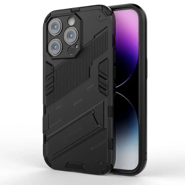 Punk Armor 2 in 1 PC + TPU Phone Case For iPhone 14 Pro Max - For iPhone 14 Pro Max / Black - Apple Accessories