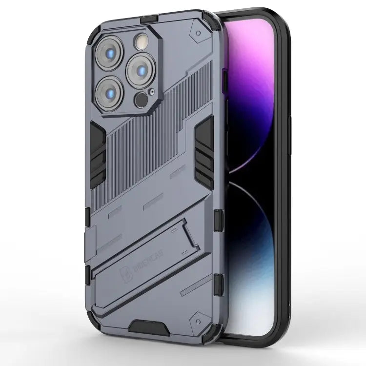 Punk Armor 2 in 1 PC + TPU Phone Case For iPhone 14 Pro Max - For iPhone 14 Pro Max / Grey - Apple Accessories