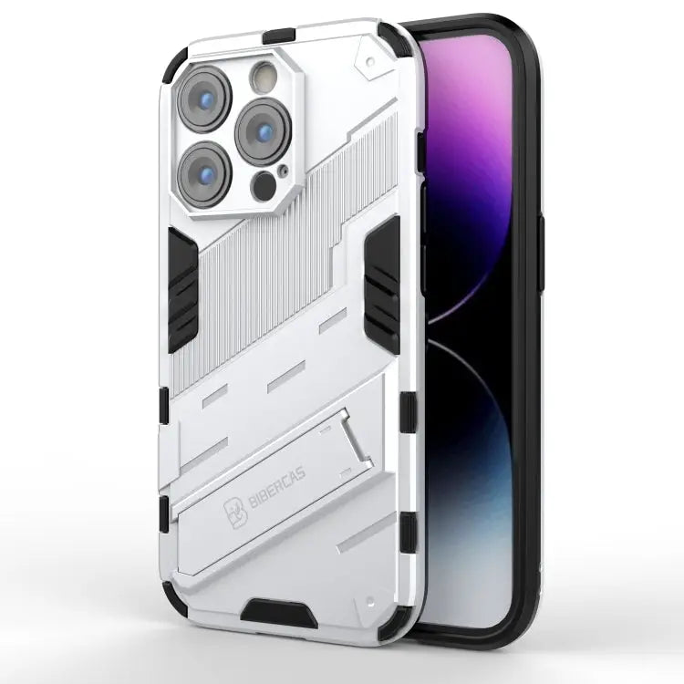 Punk Armor 2 in 1 PC + TPU Phone Case For iPhone 14 Pro Max - For iPhone 14 Pro Max / White - Apple Accessories