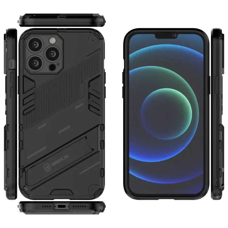 Punk Armor 2 in 1 PC + TPU Phone Case with Invisible Holder For iPhone 13 Pro Max - Apple Accessories