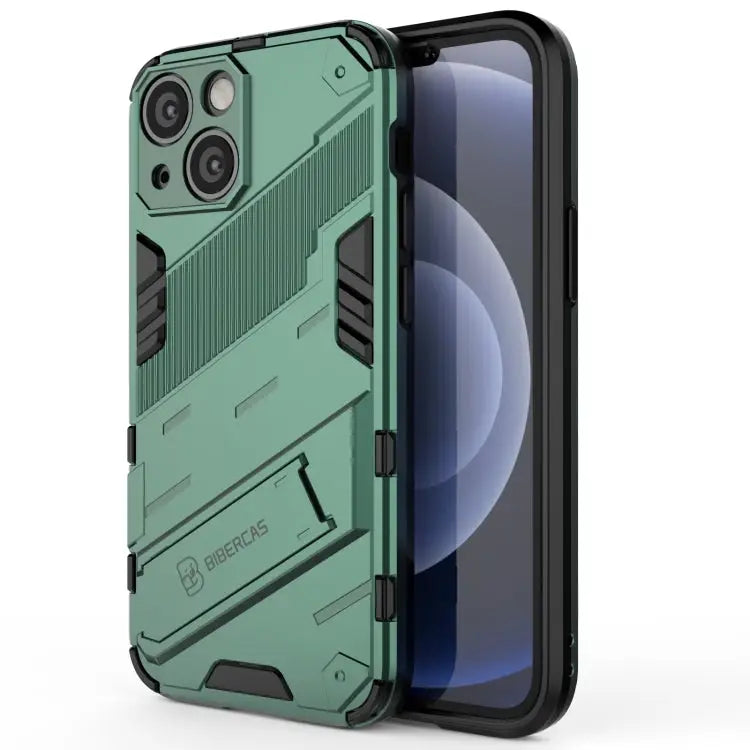 Punk Armor 2 in 1 PC + TPU Phone Case with Invisible Holder For iPhone 13 mini For iPhone 13 For iPhone 13 Pro