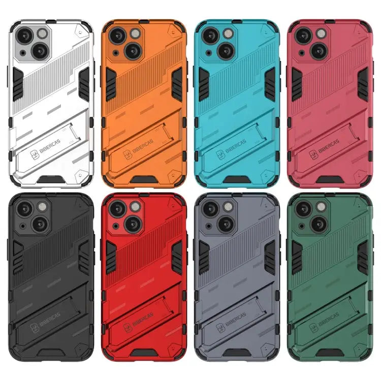 Punk Armor 2 in 1 PC + TPU Phone Case with Invisible Holder For iPhone 13 mini For iPhone 13 For iPhone 13 Pro - Apple
