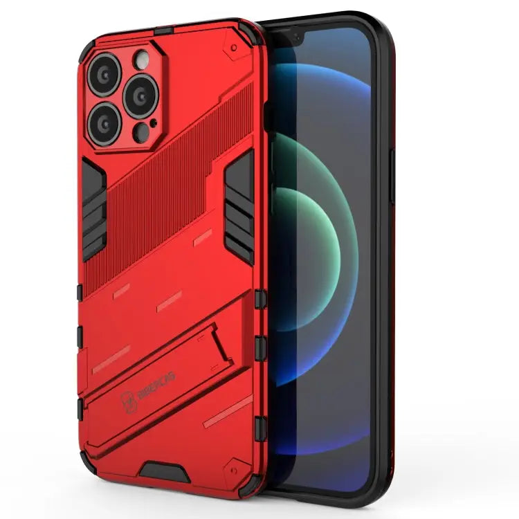 Punk Armor 2 in 1 PC + TPU Phone Case with Invisible Holder For iPhone 13 mini For iPhone 13 For iPhone 13 Pro