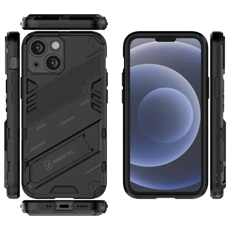 Punk Armor 2 in 1 PC + TPU Phone Case with Invisible Holder For iPhone 13 mini For iPhone 13 For iPhone 13 Pro - Apple