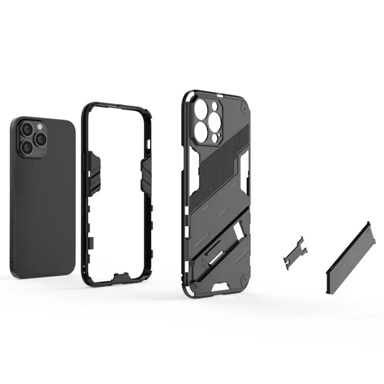 Punk Armor 2 in 1 PC + TPU Phone Case with Invisible Holder For iPhone 13 Pro Max - Apple Accessories