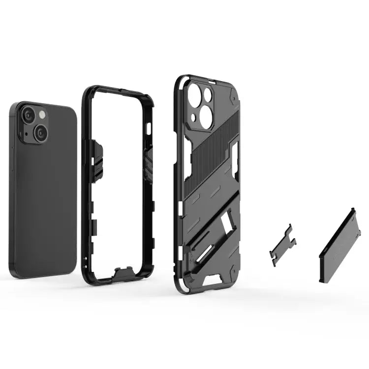 Punk Armor 2 in 1 PC + TPU Phone Case with Invisible Holder For iPhone 13 mini For iPhone 13 For iPhone 13 Pro - Apple