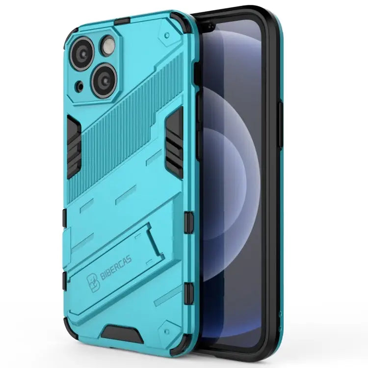 Punk Armor 2 in 1 PC + TPU Phone Case with Invisible Holder For iPhone 13 mini For iPhone 13 For iPhone 13 Pro