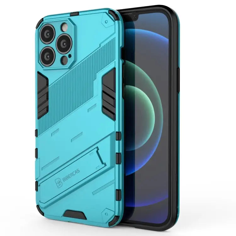 Punk Armor 2 in 1 PC + TPU Phone Case with Invisible Holder For iPhone 13 Pro Max - For iPhone 13 Pro Max / Blue