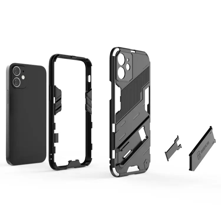 Punk Armor 2 in 1 PC + TPU Shockproof Case with Invisible Holder For iPhone 12 mini For iPhone 12 For iPhone 12 Pro