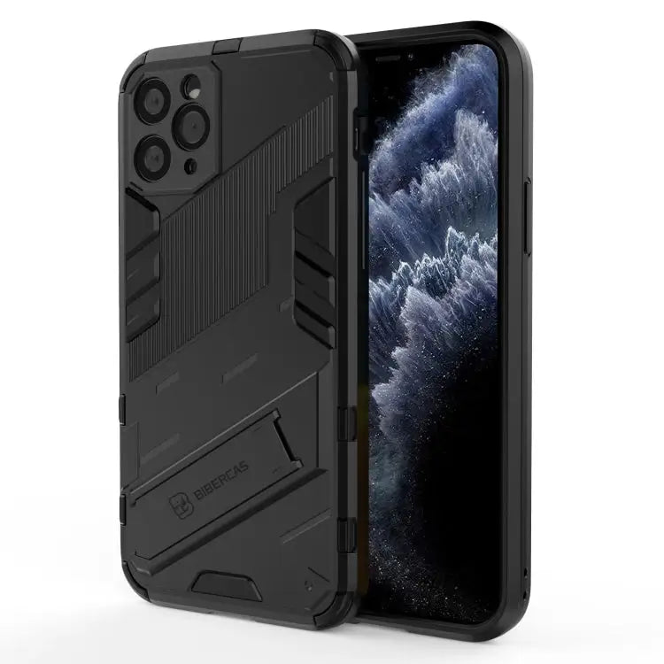 Punk Armor 2 in 1 PC + TPU Shockproof Case with Invisible Holder For iPhone 12 Pro Max For iPhone 11 Pro For iPhone 11