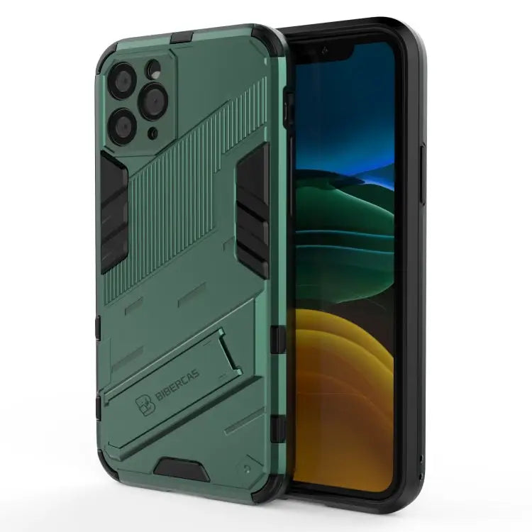 Punk Armor 2 in 1 PC + TPU Shockproof Case with Invisible Holder For iPhone 12 Pro Max For iPhone 11 Pro For iPhone 11