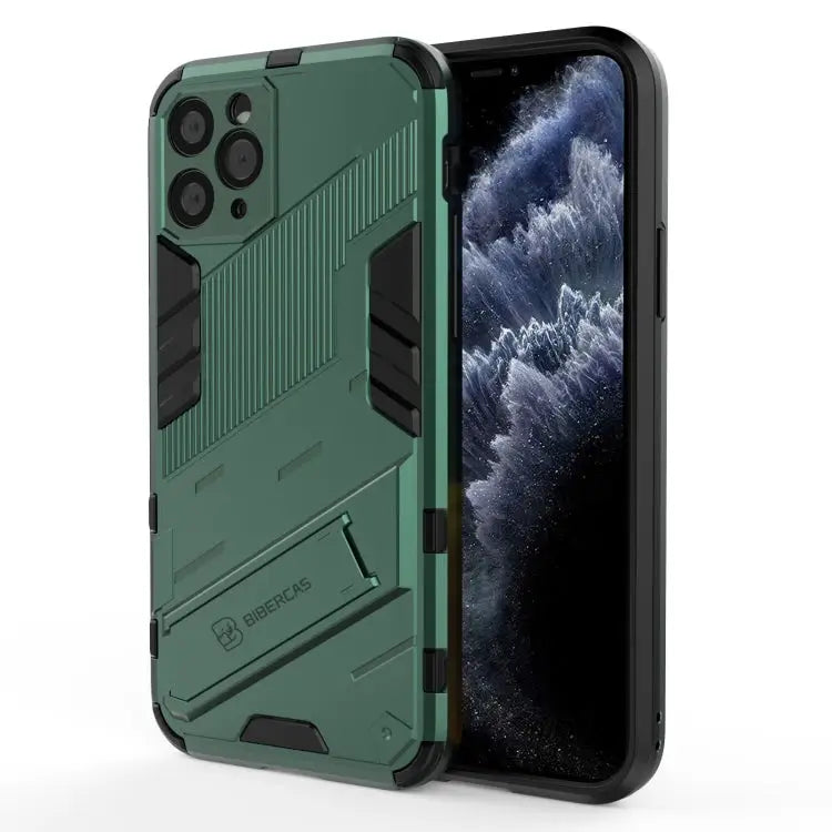 Punk Armor 2 in 1 PC + TPU Shockproof Case with Invisible Holder For iPhone 12 Pro Max For iPhone 11 Pro For iPhone 11