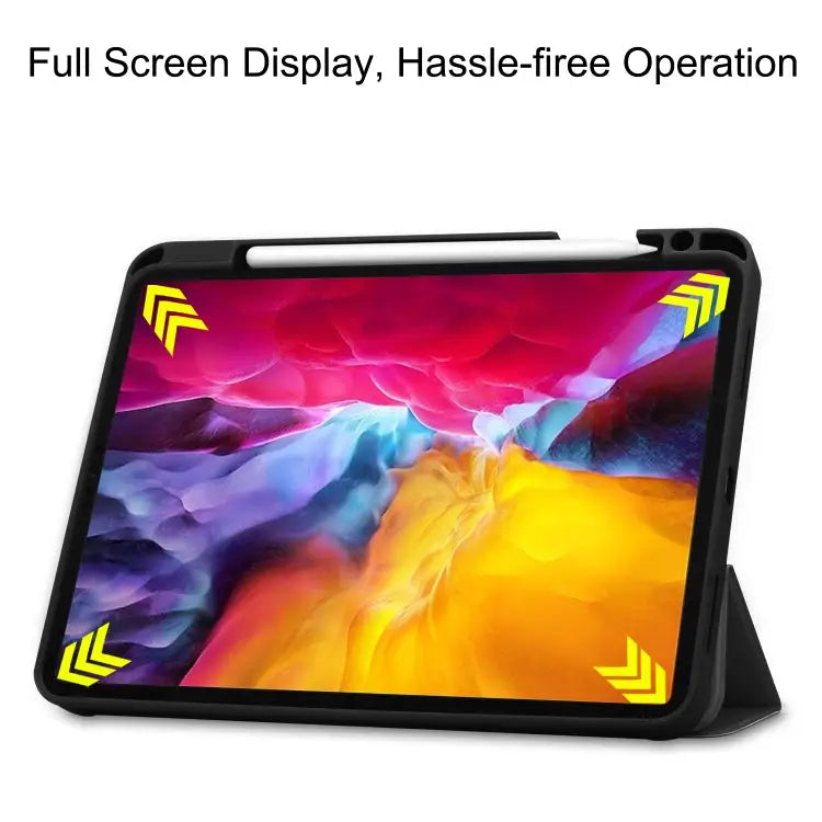 Pure Color Horizontal Flip TPU + PU Leather Case with Three-folding Holder & Sleep / Wake-up Function & Pen Slot