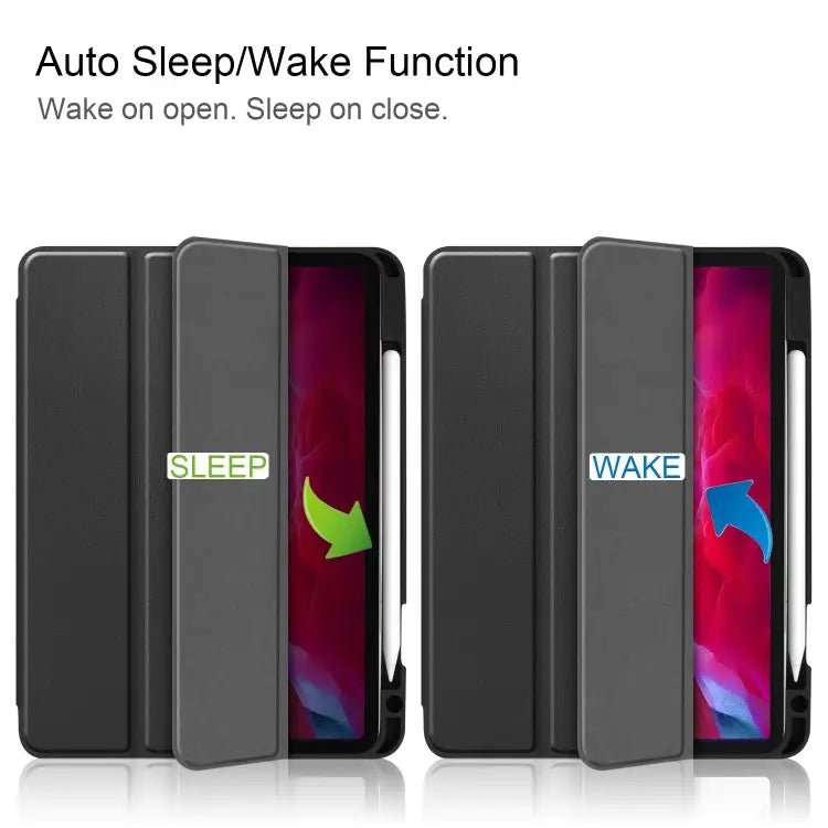 Pure Color Horizontal Flip TPU + PU Leather Case with Three-folding Holder & Sleep / Wake-up Function & Pen Slot