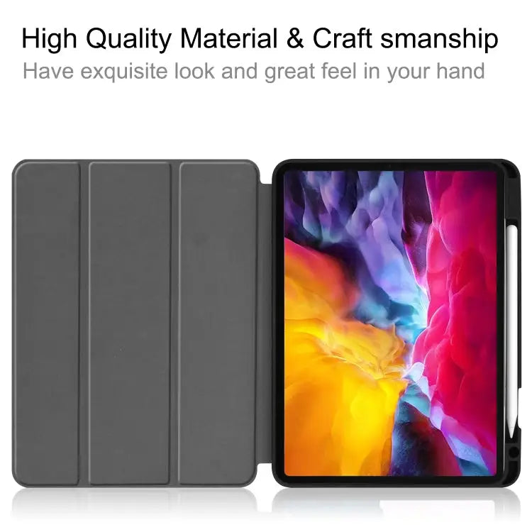 Pure Color Horizontal Flip TPU + PU Leather Case with Three-folding Holder & Sleep / Wake-up Function & Pen Slot