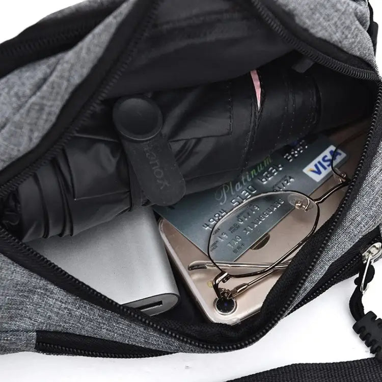 Pure Color Multi-function Casual Pockets Waterproof Chest Bag Waist Sport Bag - Black