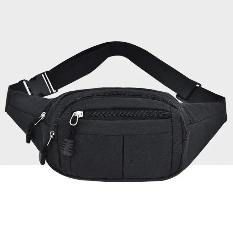 Pure Color Multi-function Casual Pockets Waterproof Chest Bag Waist Sport Bag - Black