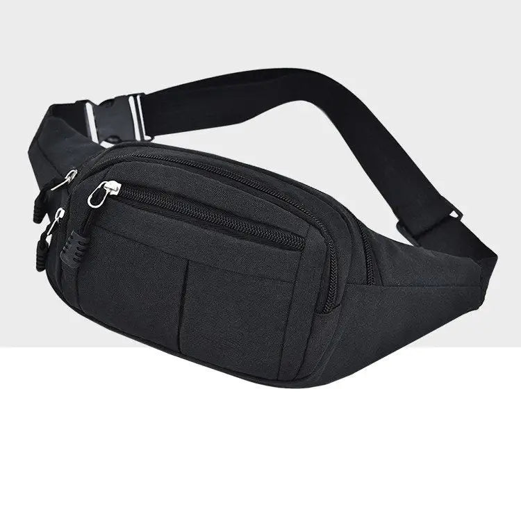Pure Color Multi-function Casual Pockets Waterproof Chest Bag Waist Sport Bag - Black